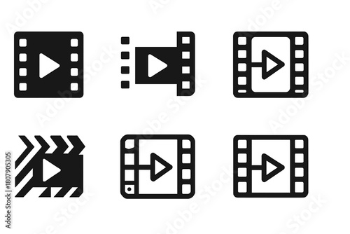 Digital Content Logos. Digital content creation services. Icon set. Set Logo of Digital content creation services: animation frame sequence. harmonious logo