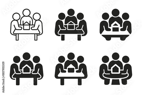 Creative Logo Prototypes. A Business Team Creating a Product Prototype in a Design Studio. Icon set. Set Logo of Product Prototyping: group brainstorming