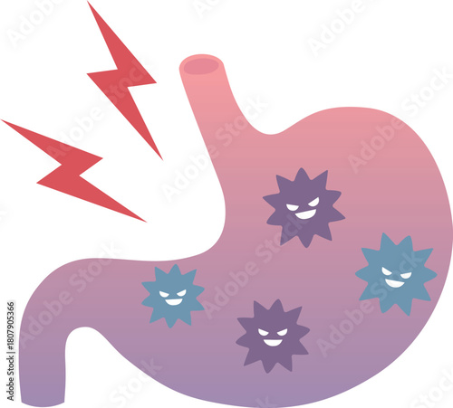 ウイルスに侵された胃