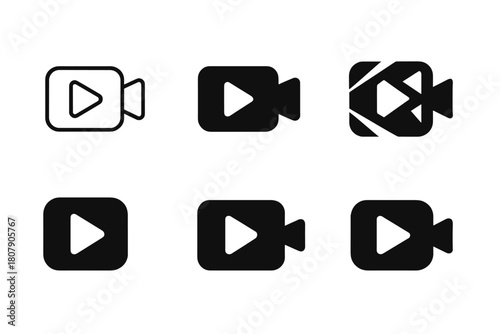 Digital Creation Icons. Digital content creation services. Icon set. Set Logo of Digital content creation services: computer with creative tools. harmonious
