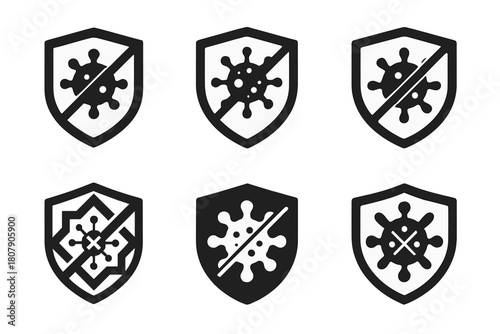 Restroom Hygiene Icons. Public restroom hygiene. Icon set. Set Logo of Public restroom hygiene: toilet with cleanliness sparkle. harmonious logo variations of