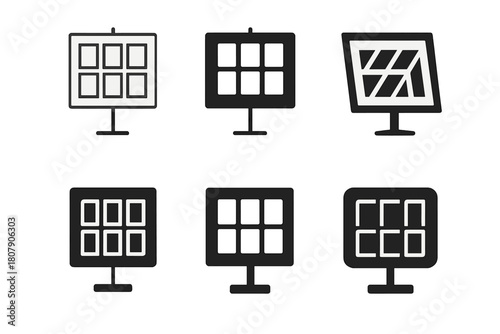 Cladding Logo Variations. Cladding samples on board. Icon set. Set Logo of Cladding samples on board: material panels arranged in grid. harmonious logo