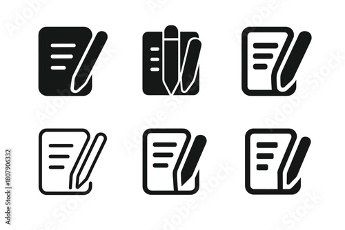 Planner Logo Variations. Using an app or paper planner to organize thoughts and appointments. Icon set. Set Logo of using an app or paper planner to organize
