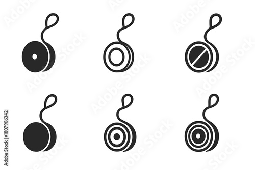 Yo-Yo Logo Variations. Traditional games. Icon set. Set Logo of traditional games: yo-yo. harmonious logo variations of the same emblematic concept, each with