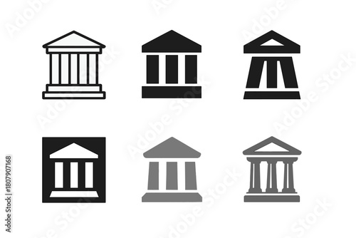 Heritage Icon Variations. Cultural, historical, and scientific preservation efforts. Icon set. Set Logo of cultural heritage: ancient temple. harmonious logo
