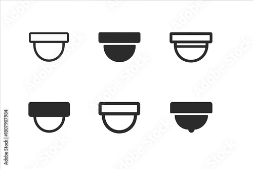 Ceiling Light Icons. Ceiling Light Fixture. Icon set. Set Logo of Ceiling Light Fixture: Recessed Lighting. harmonious logo variations of the same emblematic