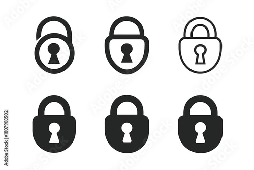 Privacy Icon Set. Online privacy concerns and data breaches. Icon set. Set Logo of Online privacy: Key. harmonious logo variations of the same emblematic