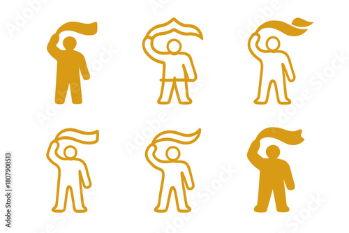 May Day Icons. May Day Festivities. Icon set. Set Logo of May Day: Maypole Dance. harmonious logo variations of the same emblematic concept, each