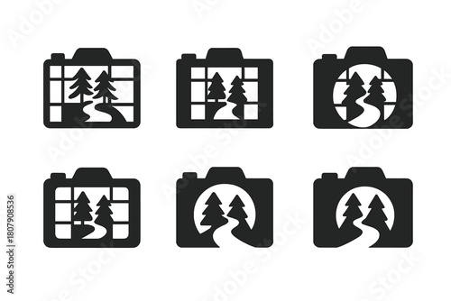Artistic Logo Variations. Artists creating and being inspired by their surroundings. Icon set. Set Logo of Artists creating and being inspired by their