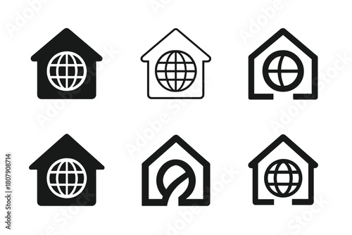 Global Preparedness Icons. Global preparedness. Icon set. Set Logo of Global preparedness: Evacuation routes. harmonious logo variations of the same emblematic