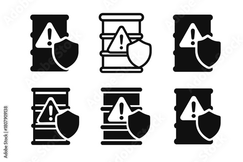 Waste Management Logos. waste management. Icon set. Set Logo of waste management: sorting conveyor belt. harmonious logo variations of the same emblematic