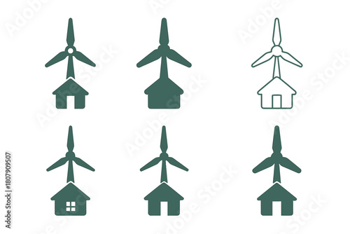 Self-Sufficiency Icons. Self-sufficiency. Icon set. Set Logo of self-sufficiency: solar panel. harmonious logo variations of the same emblematic concept, each