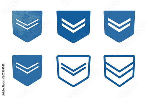 Faded Jeans Icons. Faded jeans. Icon set. Set Logo of faded jeans: denim pants silhouette. harmonious logo variations of the same emblematic concept, each with