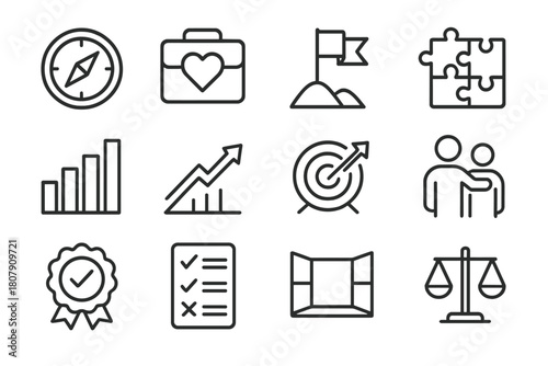 Career Value Icons. Ice climbing. Icon set. Set Logo of ice climbing: ice screw with rope threading through hanger. harmonious logo variations of the same