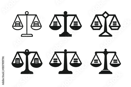 Financial Balance Icons. balance in financial investments. Icon set. Set Logo of balance in financial investments: circular arrow of financial equilibrium.