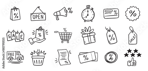 Loyalty card hand drawn doodle element icons. Symbol for Loyalty card, incentive program outline illustration icon