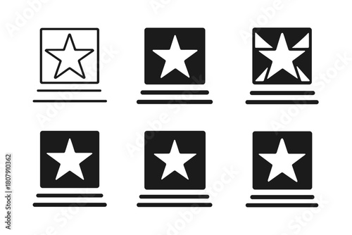 Hollywood Walk Emblems. Hollywood Boulevard. Icon set. Set Logo of Hollywood Boulevard: Walk of Fame star inset in sidewalk. harmonious logo variations of the