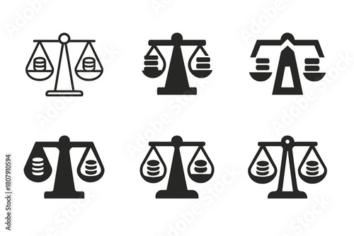 Financial Balance Icons. balance in financial investments. Icon set. Set Logo of balance in financial investments: circular arrow of financial equilibrium.
