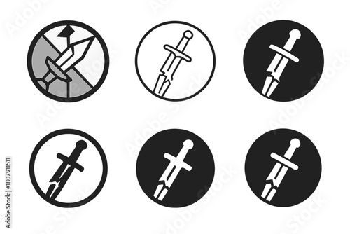 War Emblem Variations. War. Icon set. Set Logo of War: abstract explosion and impact mark. harmonious logo variations of the same emblematic concept, each with