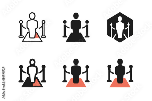 Celebrity Logo Variations. Celebrity appearance. Icon set. Set Logo of Celebrity appearance: Stage podium. harmonious logo variations of the same emblematic