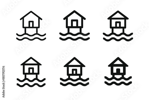 Disaster Preparedness Icons. Architecture for disaster preparedness and recovery. Icon set. Set Logo of architecture for disaster preparedness and recovery: