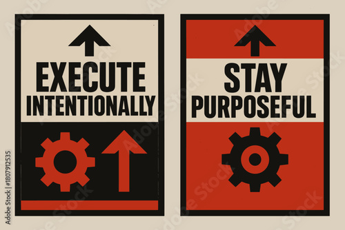 Bold Brutalist Banners. Execute intentionally. Two vertical A6 banners with safe margins, centered composition, no elements touching edges, brutalist, black