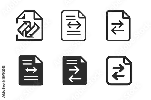 Language Service Logos. Language translation and interpretation services. Icon set. Set Logo of language translation and interpretation services: document with