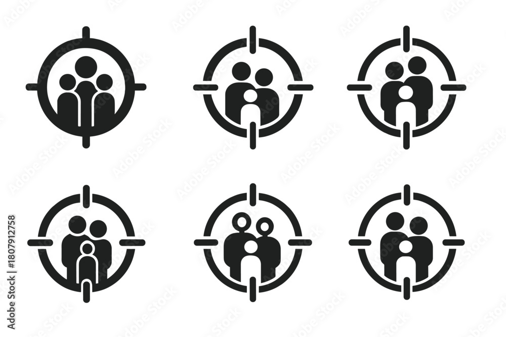 Fototapeta premium Family Vision Logos. Creating a family vision board. Icon set. Set Logo of Family vision board: Calendar with checkmarks. harmonious logo variations of the