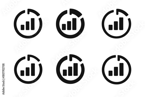 Live Polling Logos. Live Polling Graphics. Icon set. Set Logo of live polling graphics: stacked leaderboard tiles with rank arrows. harmonious logo variations