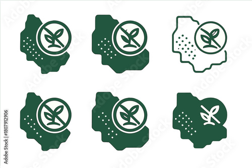 Invasive Species Logos. Invasive species. Icon set. Set Logo of invasive species: circular ecosystem being engulfed by foreign growth. harmonious