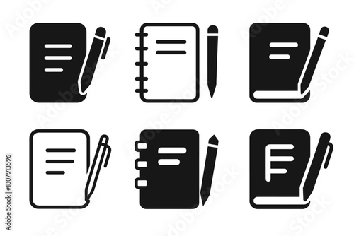 Planner Logo Variations. Using an app or paper planner to organize thoughts and appointments. Icon set. Set Logo of using an app or paper planner to organize