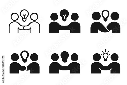 Micro-Mentorship Icons Display. Micro-mentorship moments. Icon set. Set Logo of micro-mentorship moments: two people exchanging ideas. harmonious
