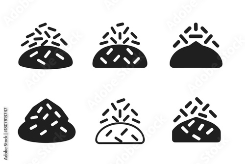 Sprinkle Logo Variations. Sprinkle. Icon set. Set Logo of Sprinkle: Birthday cake with sprinkles. harmonious logo variations of the same emblematic concept,