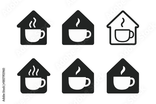 Home Activity Icons. Home activities. Icon set. Set Logo of home activities: open book. harmonious logo variations of the same emblematic concept, each with
