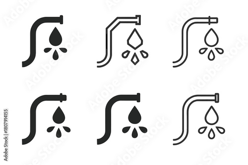 Hose Logo Variations. Hose. Icon set. Set Logo of hose: sprinkler head. harmonious logo variations of the same emblematic concept, each with different artistic