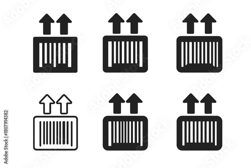 Customs Broker Logos. customs brokers. Icon set. Set Logo of customs brokers: document with cargo container. harmonious logo variations of the same emblematic