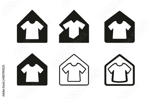 Stylish Remote Fashion Logos. work-from-home fashion. Icon set. Set Logo of work-from-home fashion: stylish yet relaxed wardrobe. harmonious logo variations of