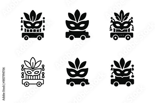Carnival Emblem Logos. Carnival celebration. Icon set. Set Logo of carnival celebration: parade float. harmonious logo variations of the same emblematic