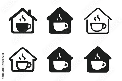 Home Activity Icons. Home activities. Icon set. Set Logo of home activities: open book. harmonious logo variations of the same emblematic concept, each with