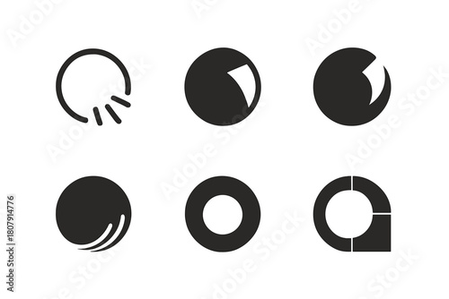 Open Space Logos. open space. Icon set. Set Logo of open space: minimalist landscape with sky and horizon. harmonious logo variations of the same emblematic
