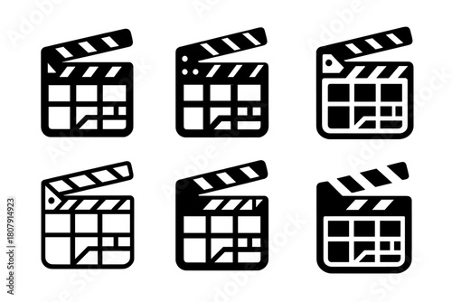 Hollywood Boulevard Logos. Hollywood Boulevard. Icon set. Set Logo of Hollywood Boulevard: clapboard merged with boulevard map grid. harmonious logo variations