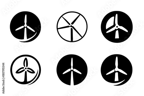 Sustainability Goals Icons. Corporate sustainability goals. Icon set. Set Logo of Corporate Sustainability Goals: renewable energy wind turbine in corporate