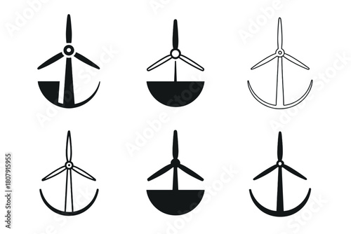 Self-Sufficiency Icons. Self-sufficiency. Icon set. Set Logo of self-sufficiency: solar panel. harmonious logo variations of the same emblematic concept, each