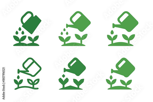 Sustainable Farming Icons. Sustainable farming. Icon set. Set Logo of Sustainable farming: Tractor in field. harmonious logo variations of the same emblematic