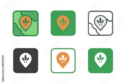 Invasive Species Logos. Invasive species. Icon set. Set Logo of invasive species: circular ecosystem being engulfed by foreign growth. harmonious