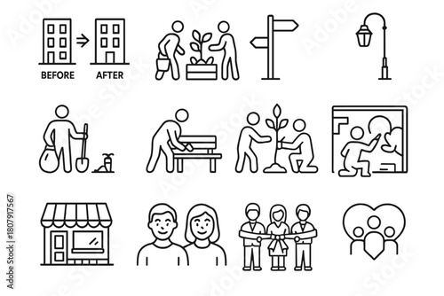 Neighborhood Renewal Icons.