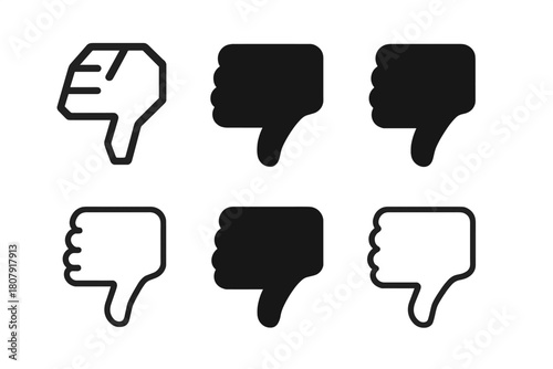 Constructive Feedback Icons. Feedback tone perception. Icon set. Set Logo of Thumbs Down: Constructive criticism. Abstract geometric, Filled silhouette, Flat