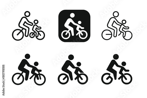 Father-Son Activity Logos. Father and son activity. Icon set. Set Logo of father and son activity: cooking together. harmonious logo variations of the same