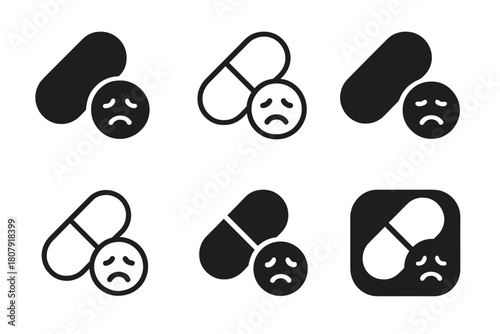 Chronic Condition Icons. The quiet sorrow of living with chronic conditions. Icon set. Set Logo of The quiet sorrow of living with chronic conditions: Person