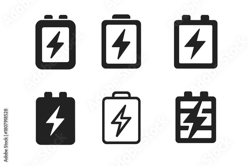 Energy Storage Logos. Energy storage batteries. Icon set. Set Logo of Energy storage batteries: Renewable energy storage. harmonious logo variations of the
